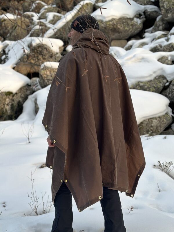 Brown Oilskin Poncho Shelter - Image 4