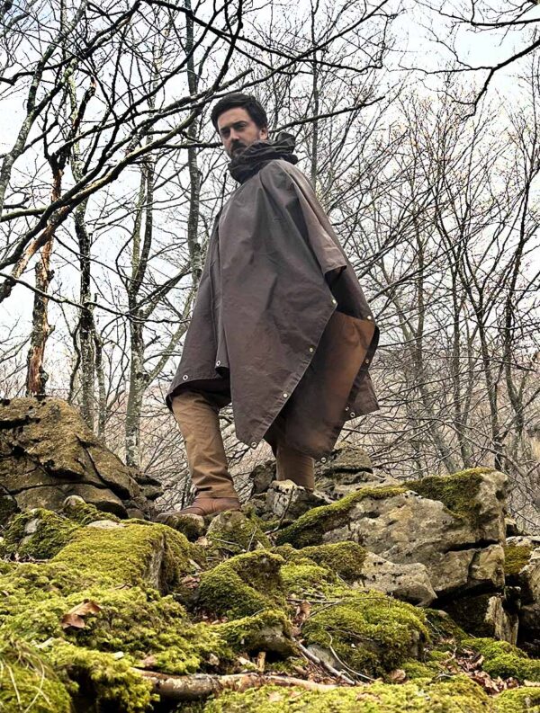 Brown Oilskin Poncho Shelter - Image 3