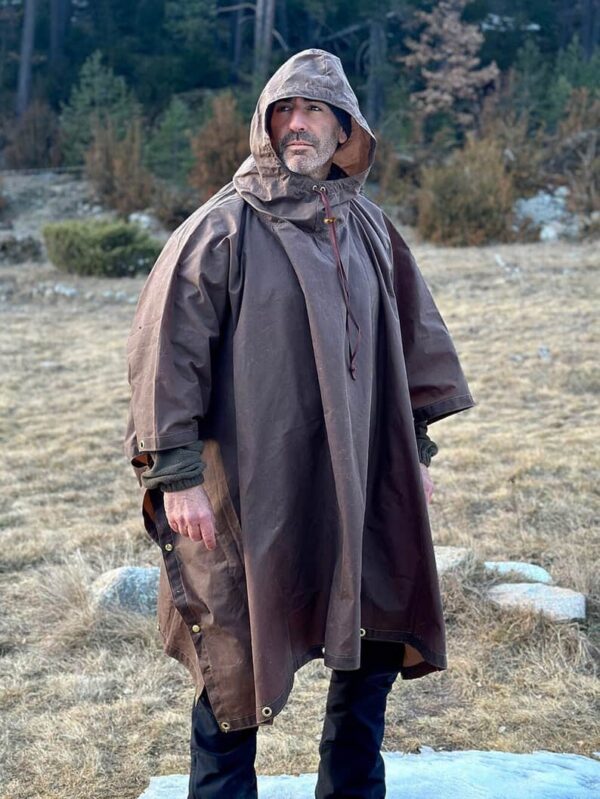 Brown Oilskin Poncho Shelter - Image 2